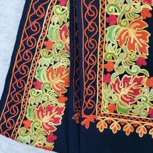Pashmina Autumn Leaf Wrap Scarf Shawl‎ Fall Colors Boho Chic Hippie Embroidered